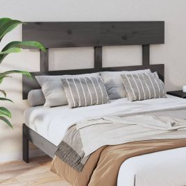 Bed Headboard Grey 124x3x81cm Solid Wood Pine