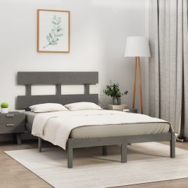 Bed Frame Grey Solid Wood 200x200 cm