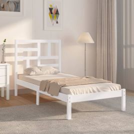 Bed Frame White Solid Wood 90x200 cm