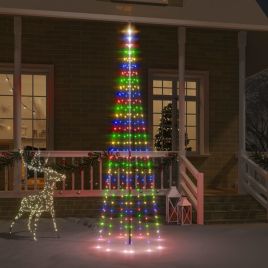 Faune Christmas Tree Flagpole Colourful 310 LEDs 300cm