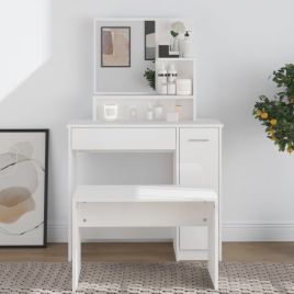 Dressing Table - AMES Dresser High Gloss White 86.5cm