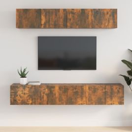 5 Piece TV Cabinet Set Smoked Oak Engineered Wood