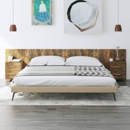 Bed Headboard with Cabinets Smoked Oak Engineered Wood