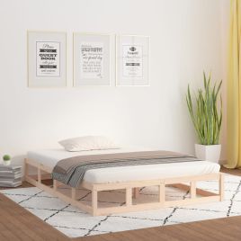 Bed Frame 200x200 cm Solid Wood