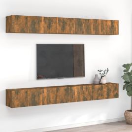 TV Cabinets 8 Pieces Smoked Oak 60x30x30 cm Engineered Wood