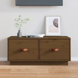 TV Cabinet Honey Brown 80x34x35 cm Solid Wood Pine
