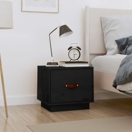 Bedside Table - SCOTT Nightstand Black 40cm