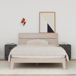 Bedside Table - SALEM 2 Piece Nightstand Grey 40cm