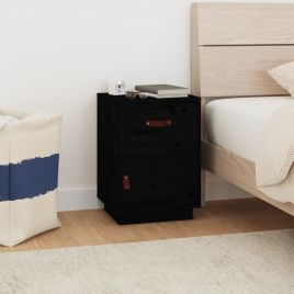 Bedside Table - SALEM Sam Nightstand Black 40cm