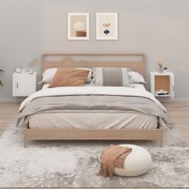Bedside Table - COMO 2 Piece Nightstand White 50cm