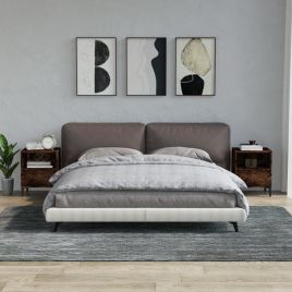 Bedside Table - RALEIGH Ada 2 Piece Nightstand Smoked Oak 40cm