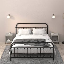 Bedside Table - RALEIGH Finn 2 Piece Nightstand Concrete Grey 40cm