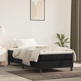 Box Spring Bed Frame Black 90x190cm 3FT Single Velvet