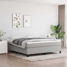 Box Spring Bed Frame Light Grey 180x200cm Super King Fabric