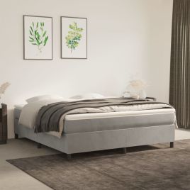 Box Spring Bed Frame Light Grey 180x200cm 6FT Super King Velvet