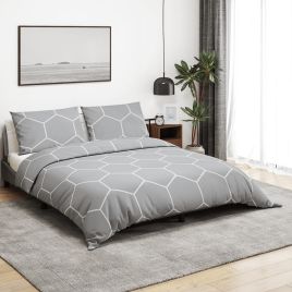 Duvet Cover Set Grey 220x240 cm Cotton