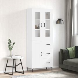 Highboard White 69.5x34x180 cm Engineered Wood
