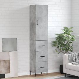 Highboard Concrete Grey 34.5x34x180 cm Engineered Wood
