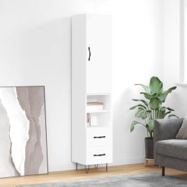 Highboard White 34.5x34x180 cm Engineered Wood