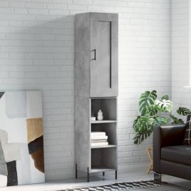 Highboard Concrete Grey 34.5x34x180 cm Engineered Wood