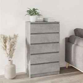 LEEDS Grey Chest of Drawers - Medium-sized, 5 Drawers
