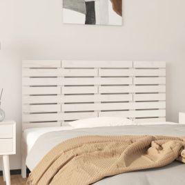 Wall Headboard White 146x3x63cm Solid Wood Pine