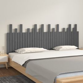 Wall Headboard Grey 204x3x80cm Solid Wood Pine