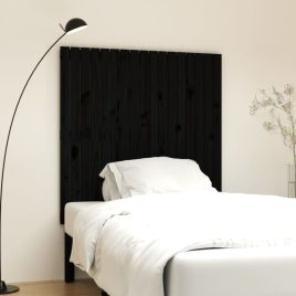 Wall Headboard Black 108x3x110cm Solid Wood Pine