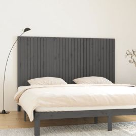 Wall Headboard Grey 204x3x110cm Solid Wood Pine