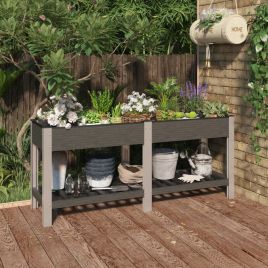 SALCOVE Garden Raised Bed with Shelf 175x50x75 cm WPC - Grey