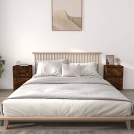 Bedside Table - MONROE Serifos 2 Piece Nightstand Smoked Oak 40cm