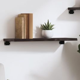 Wall Shelf Dark Grey 60x20x2cm Treated Solid Wood Oak