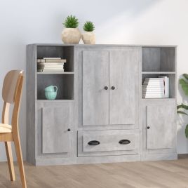 Highboards 3 Pieces Concrete Grey Engineered Wood