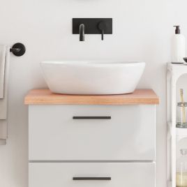 Bathroom Countertop Light Brown 60x60x4cm Treated Solid Wood