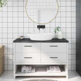 Bathroom Countertop Dark Grey 120x50x4cm Treated Solid Wood