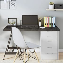 Table Top Dark Grey 120x50x4 cm Treated Solid Wood Oak