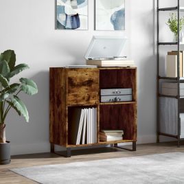 Record Cabinet Smoked Oak 84.5x38x89cm Engineered Wood