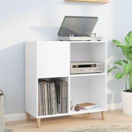 Record Cabinet White 84.5x38x89cm Engineered Wood