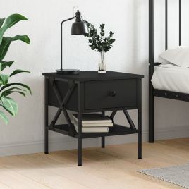 Bedside Table - LIVERPOOL Nightstand Black 40cm