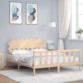 Bed Frame with Headboard 160x200 cm Solid Wood