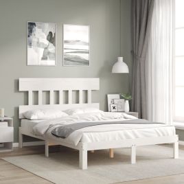 Bed Frame with Headboard White 120x200 cm Solid Wood