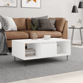 Coffee Table White 90x50x36.5 cm Engineered Wood