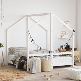 Kids Bed Frame White 2x70x140cm Solid Wood Pine