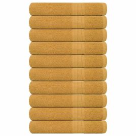 Towels 10 pcs Gold 100x200 cm 360 gsm 100% Cotton