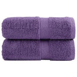 SOLMERE Premium Guest Towels 2 Pieces Purple 30x50 cm 600 gsm