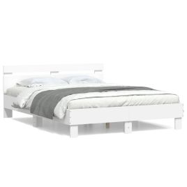 Bed Frame with Headboard White 140x190 cm Engineered Wood