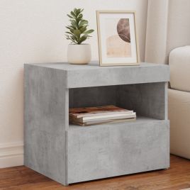 Bedside Table - BELLEVUE 2 Piece Nightstand Concrete Grey 50cm