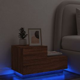 Bedside Table - ASTI Nightstand Brown Oak 70cm