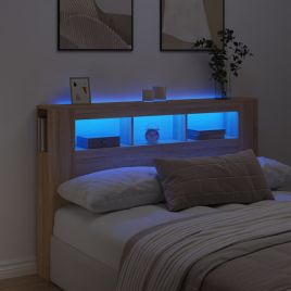 LED Headboard Sonoma Oak 160x18.5x103.5cm Engineered Wood