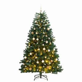 GLOWIN Artificial Hinged Christmas Tree 300 LEDs & Ball Set 240 cm